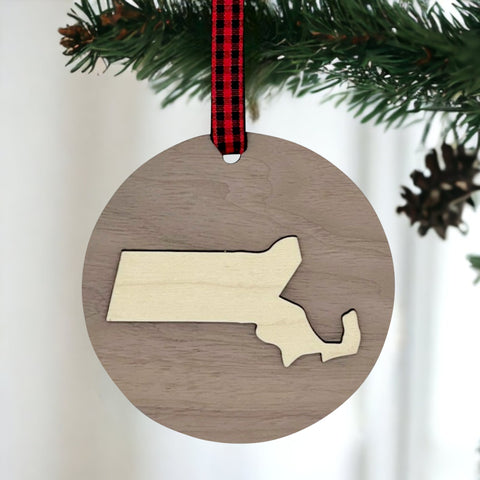 Massachusetts Raised Ornament