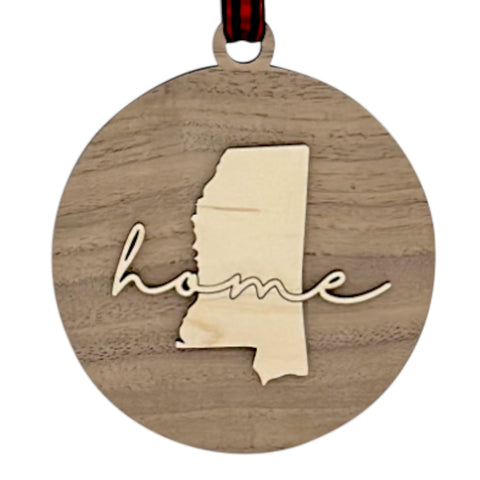 Mississippi Home Cursive Ornament