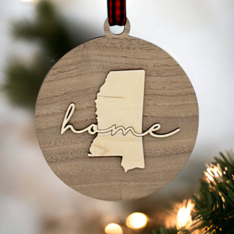 Mississippi Home Cursive Ornament