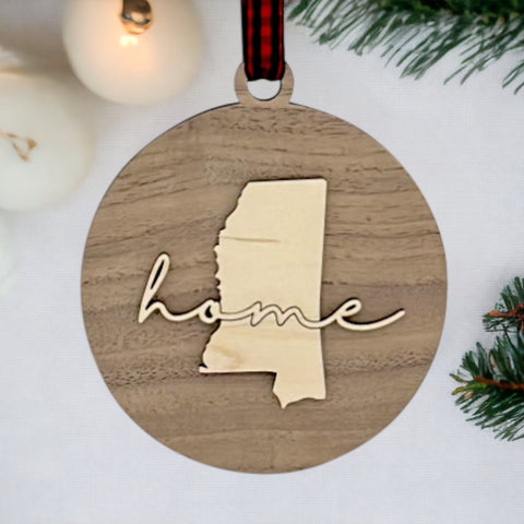 Mississippi Home Cursive Ornament