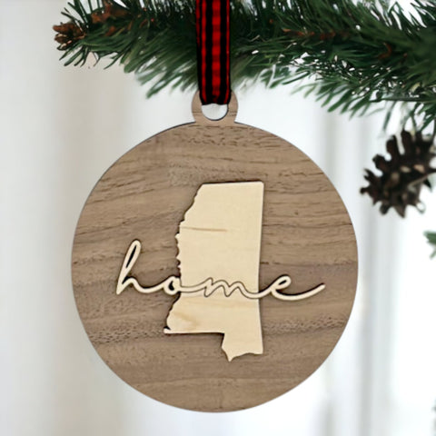 Mississippi Home Cursive Ornament