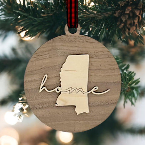 Mississippi Home Cursive Ornament