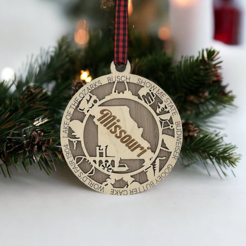 Deck the halls with a touch of Show-Me State flair!  Our Missouri Highlights Ornament is a festive must-have, showcasing iconic moments and timeless charm. Add a dash of Missouri magic to your holiday! 