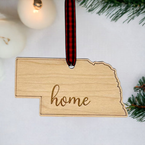 Nebraska Home Script Ornament