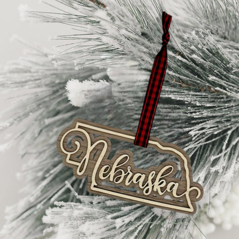 Nebraska Double Layer Ornament