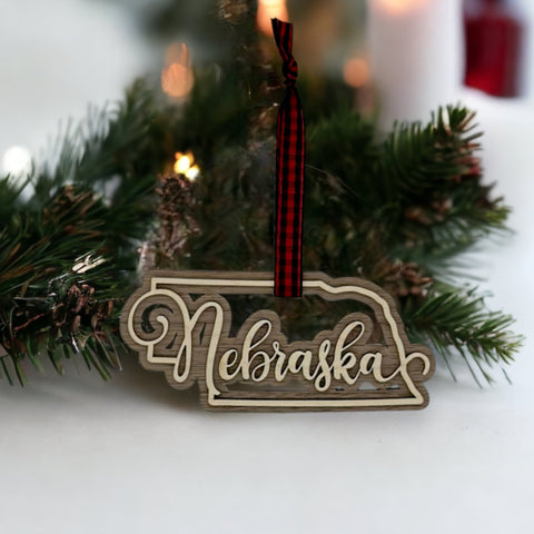 Nebraska Double Layer Ornament