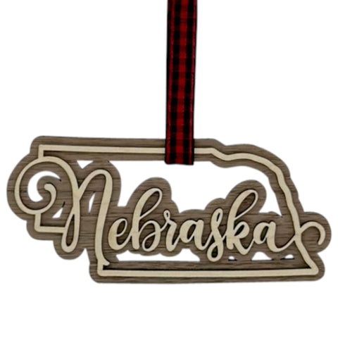 Nebraska Double Layer Ornament