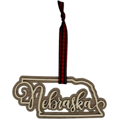 Nebraska Double Layer Ornament