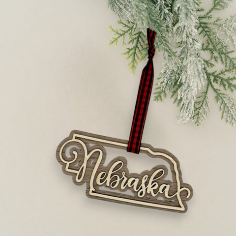 Nebraska Double Layer Ornament