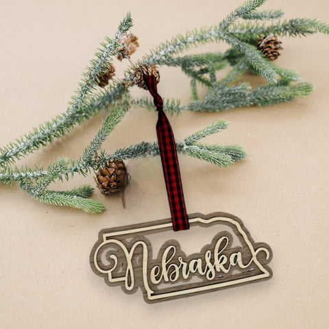 Nebraska Double Layer Ornament