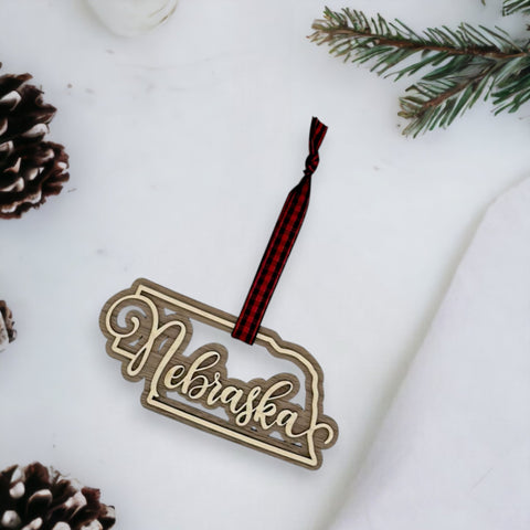 Nebraska Double Layer Ornament