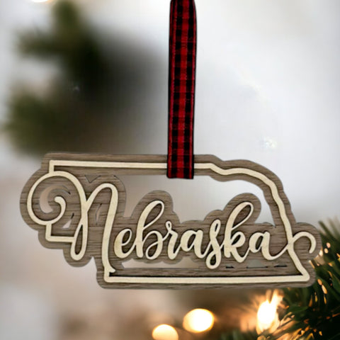 Nebraska Double Layer Ornament