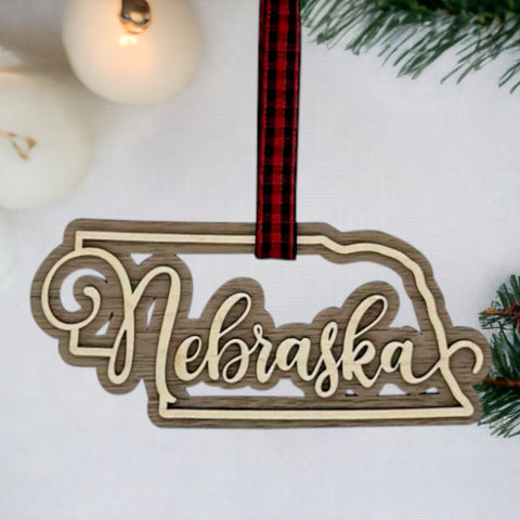 Nebraska Double Layer Ornament