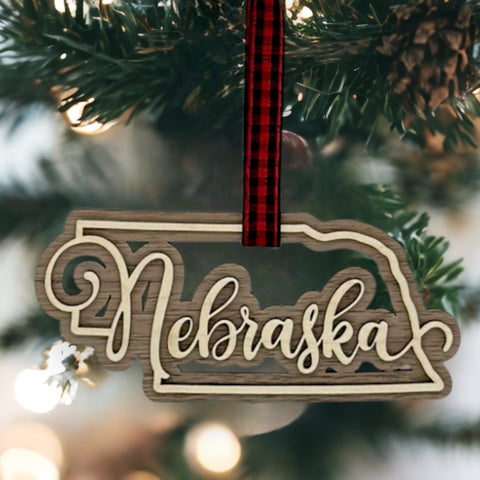 Nebraska Double Layer Ornament