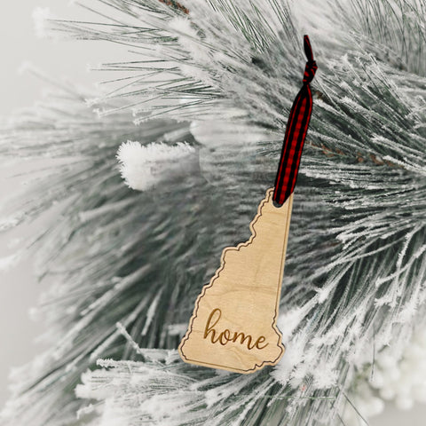 New Hampshire Home Script Ornament