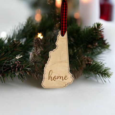 New Hampshire Home Script Ornament