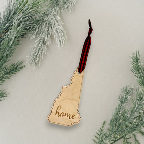 New Hampshire Home Script Ornament