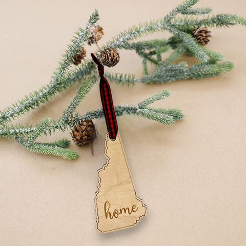 New Hampshire Home Script Ornament