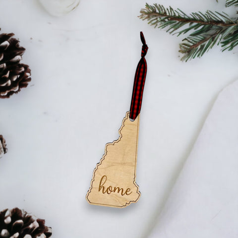 New Hampshire Home Script Ornament