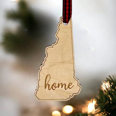 New Hampshire Home Script Ornament