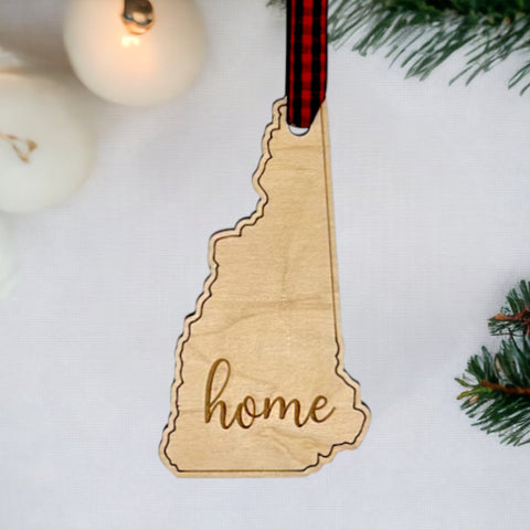 New Hampshire Home Script Ornament