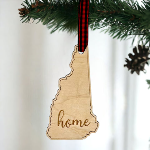 New Hampshire Home Script Ornament