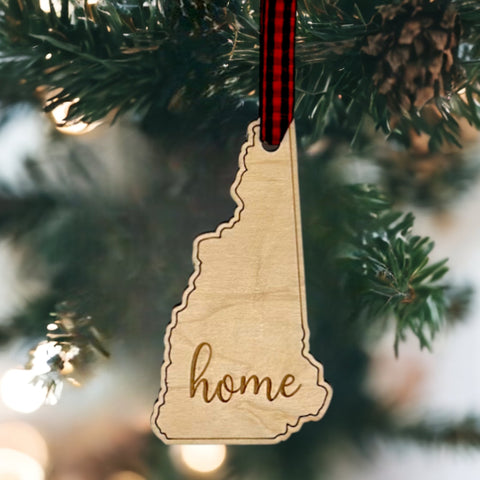 New Hampshire Home Script Ornament