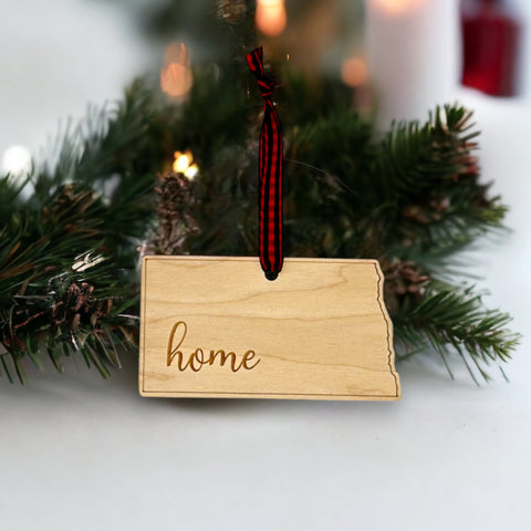 North Dakota Home Script Ornament