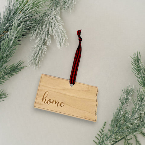 North Dakota Home Script Ornament