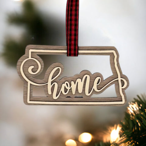 North Dakota Home Double Layer Ornament