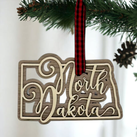 North Dakota Double Layer Ornament