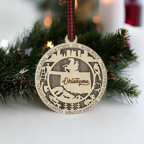 Bring a touch of Sooner State magic to your holidays! Introducing the Oklahoma State Highlights Ornament—a small masterpiece celebrating the heartland's charm. Elevate your festive decor with a touch of Oklahoma's spirit.