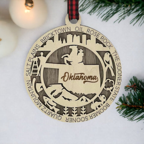 Bring a touch of Sooner State magic to your holidays! Introducing the Oklahoma State Highlights Ornament—a small masterpiece celebrating the heartland's charm. Elevate your festive decor with a touch of Oklahoma's spirit.