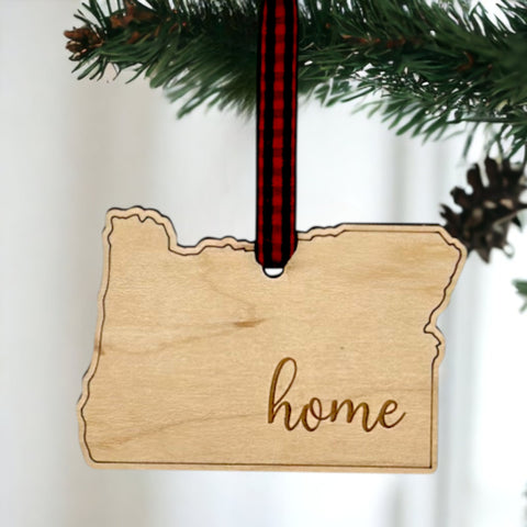 Oregon Home Script Ornament