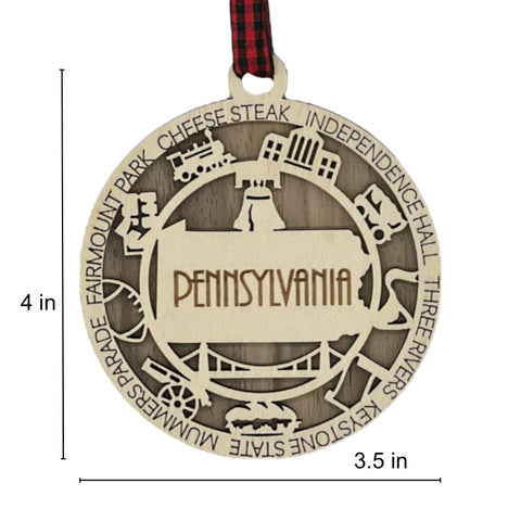 Keystone State charisma for your tree! Introducing the Pennsylvania State Highlights Ornament—a miniature masterpiece celebrating history and hometown pride. Elevate your holiday decor with a touch of Pennsylvania charm.