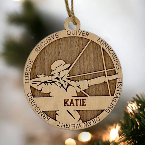 Hit the bullseye of holiday cheer with our Personalized Female Archer Ornament! Crafted for archery enthusiasts, this custom keepsake adds a personal touch to your tree. Celebrate the precision and strength of your archer with this spirited ornament. Customize now for a striking touch in holiday decor – order your Personalized Female Archer Ornament today!