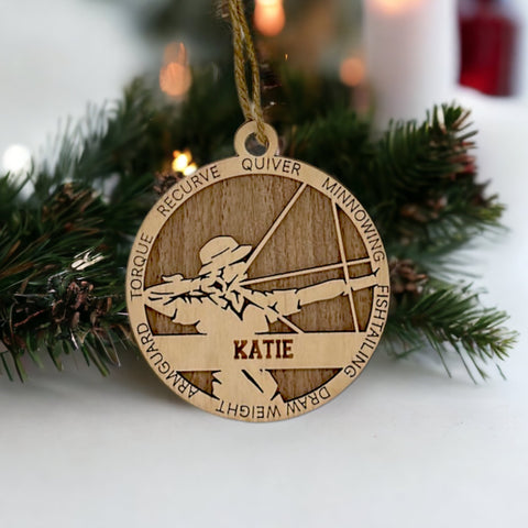 Hit the bullseye of holiday cheer with our Personalized Female Archer Ornament! Crafted for archery enthusiasts, this custom keepsake adds a personal touch to your tree. Celebrate the precision and strength of your archer with this spirited ornament. Customize now for a striking touch in holiday decor – order your Personalized Female Archer Ornament today!