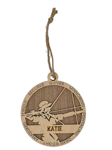 Hit the bullseye of holiday cheer with our Personalized Female Archer Ornament! Crafted for archery enthusiasts, this custom keepsake adds a personal touch to your tree. Celebrate the precision and strength of your archer with this spirited ornament. Customize now for a striking touch in holiday decor – order your Personalized Female Archer Ornament today!