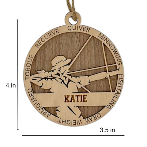 Hit the bullseye of holiday cheer with our Personalized Female Archer Ornament! Crafted for archery enthusiasts, this custom keepsake adds a personal touch to your tree. Celebrate the precision and strength of your archer with this spirited ornament. Customize now for a striking touch in holiday decor – order your Personalized Female Archer Ornament today!