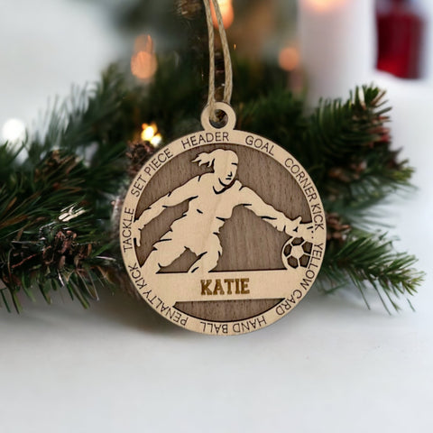 Defend your holiday spirit with our Personalized Female Soccer Goalie Ornament! Crafted for soccer enthusiasts, this custom keepsake adds a personal touch to your tree. Celebrate the goalie in your life with this spirited ornament. Customize now for a winning goal in holiday decor – order your Personalized Female Soccer Goalie Ornament today!