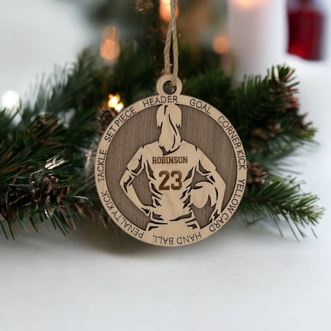 Score a goal for holiday joy with our Personalized Female Soccer Ornament! Tailor-made for soccer enthusiasts, this custom-crafted keepsake adds a personal touch to your tree. Celebrate the player in your life with this spirited ornament. Customize now for a winning goal in holiday decor – order your Personalized Female Soccer Ornament today!