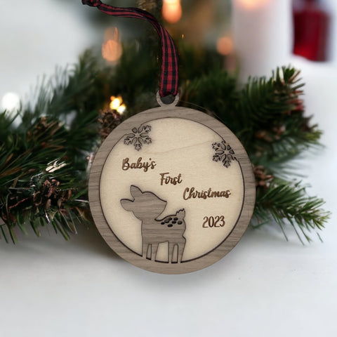 Capture the joy and innocence of Baby's First Christmas with our adorable Fawn Ornament. Celebrate the magic of the season and create lasting memories with this enchanting ornament for your little one's first Christmas.