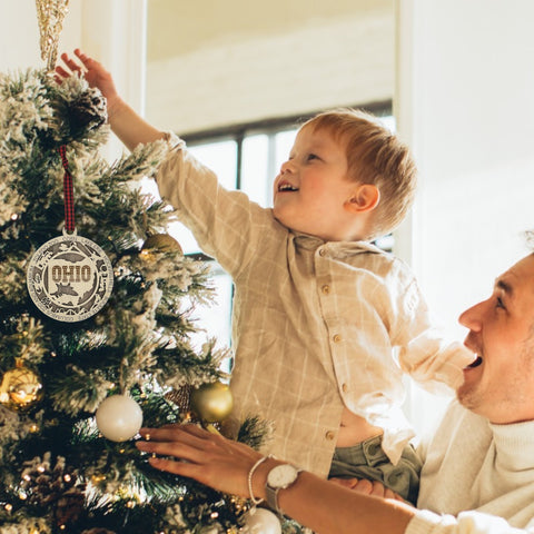 Ohio pride, ornament-sized! Introducing the Ohio State Highlights Ornament—a mini tribute to the heart of it all. Elevate your holiday decor with a touch of Buckeye State charm. Celebrate the season with a dash of Ohio spirit!