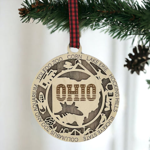 Ohio pride, ornament-sized! Introducing the Ohio State Highlights Ornament—a mini tribute to the heart of it all. Elevate your holiday decor with a touch of Buckeye State charm. Celebrate the season with a dash of Ohio spirit!