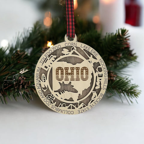 Ohio pride, ornament-sized! Introducing the Ohio State Highlights Ornament—a mini tribute to the heart of it all. Elevate your holiday decor with a touch of Buckeye State charm. Celebrate the season with a dash of Ohio spirit!