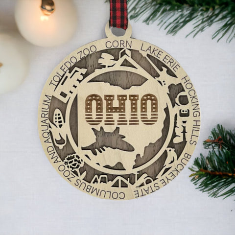 Ohio pride, ornament-sized! Introducing the Ohio State Highlights Ornament—a mini tribute to the heart of it all. Elevate your holiday decor with a touch of Buckeye State charm. Celebrate the season with a dash of Ohio spirit!