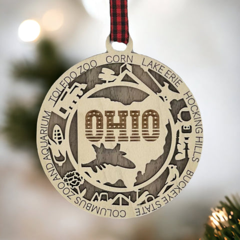 Ohio pride, ornament-sized! Introducing the Ohio State Highlights Ornament—a mini tribute to the heart of it all. Elevate your holiday decor with a touch of Buckeye State charm. Celebrate the season with a dash of Ohio spirit!