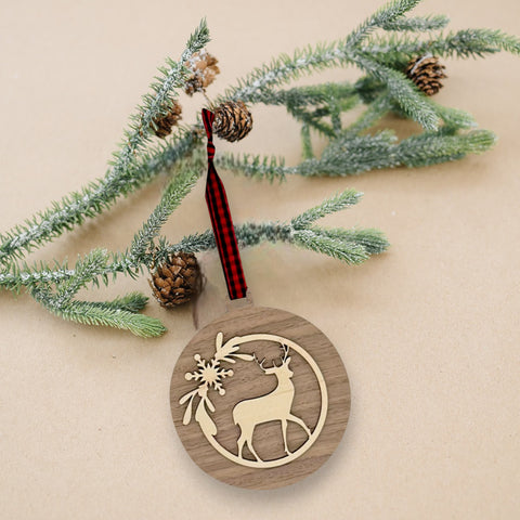 Reindeer Wood Christmas Ornament