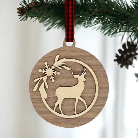 Reindeer Wood Christmas Ornament