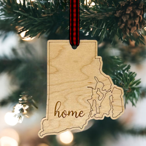 Rhode Island Home Script Ornament